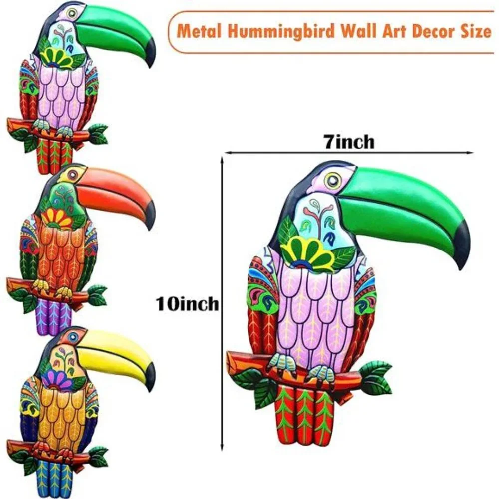 Metal Tucan Wall Decor Colorful - 7